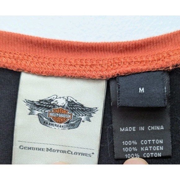 Harley Davidson Black & Orange Women's Short Sleeve Shirt Size Med Classic Biker - Picture 4 of 5